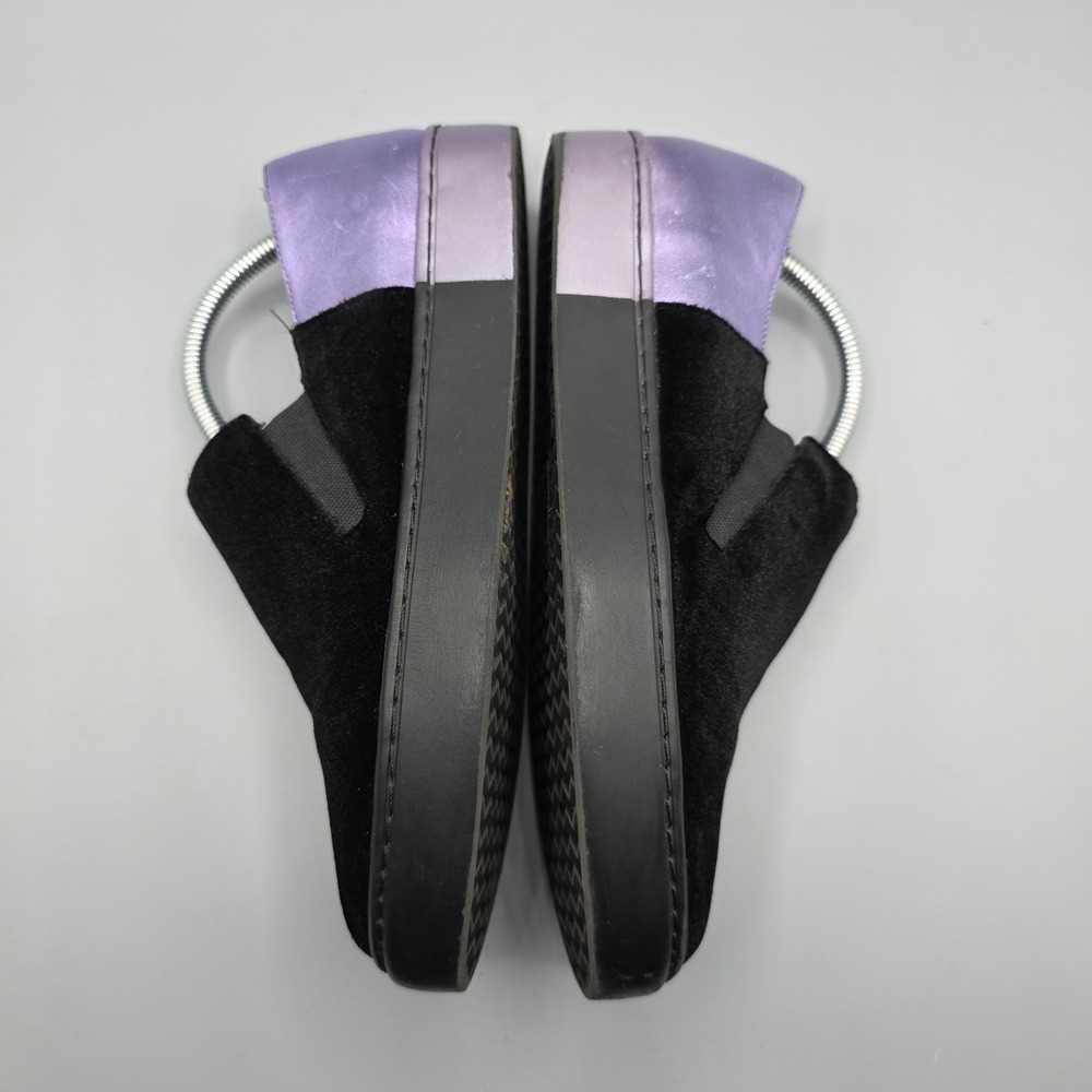Free People Varsity Sneakers Womens 37 Black Velvet Purple Leather Metallic Shoe - Picture 8 of 15